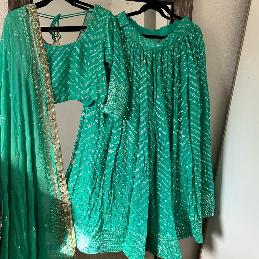 Chic Teal Women's Long Sleeve Dress Set